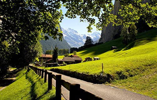 Holzpuzzle - 1000 Teile, Geschenk für Frauen, Männer, Holzpuzzle für Erwachsene, Schweiz, Jungfrau, Landschaften 52x38CM von AFHMZ