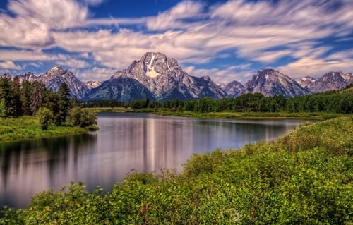 Holzpuzzle – 1000 Teile, Geschenk für Frauen, Männer, Holzpuzzle für Erwachsene, Wyoming, Mount Moran, Landschaften, 38 x 26 cm von AFHMZ