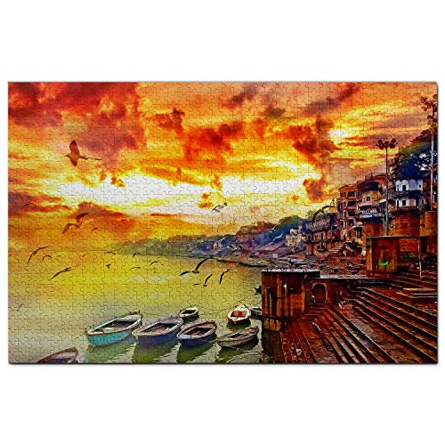 Indien-Puzzle, 1000 Teile, Indien, Ganges-Fluss, Varanasi, Puzzlespiel, Kunstwerk, Reise-Souvenir, 100 x 70 cm von AFHMZ