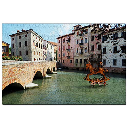 Italien Treviso Flussbrücke Puzzle 1000 Teile Spiel Kunstwerk Reise Souvenir 100x70CM von AFHMZ