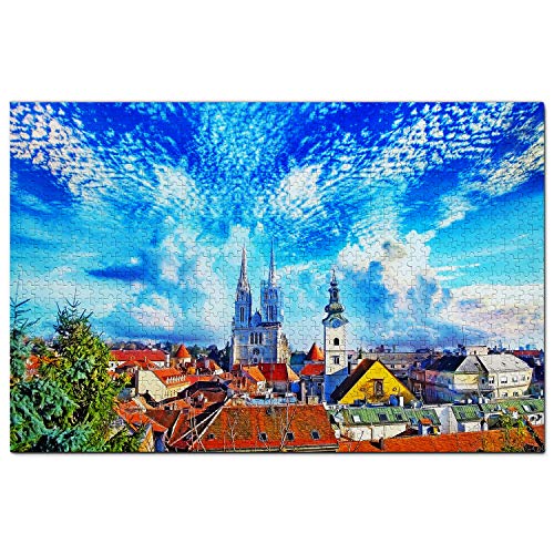 Kroatien-Puzzle, 1000 Teile, Kroatien-Kathedrale Mariä Himmelfahrt, Zagreb, Puzzlespiel, Kunstwerk, Reise-Souvenir, 52 x 38 cm von AFHMZ