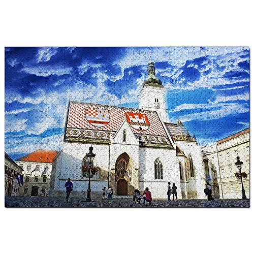 Kroatien Puzzle 1000 Stück Kroatien St. Mark's Kirche Zagreb Puzzle Spiel Kunstwerk Reise Souvenir 100 x70CM von AFHMZ