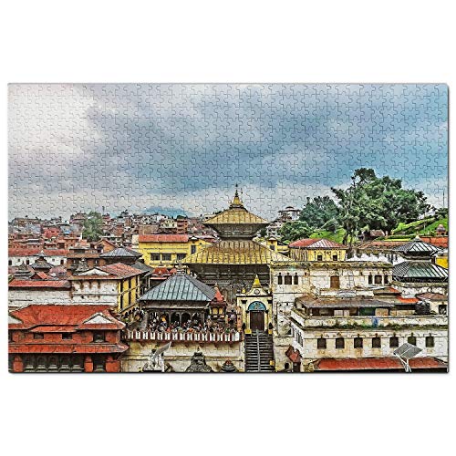 Nepal Puzzle 1000 Teile Pashupatinath Tempel Kathmandu Nepal Puzzlespiel Kunstwerk Reisesouvenir 100x70CM von AFHMZ