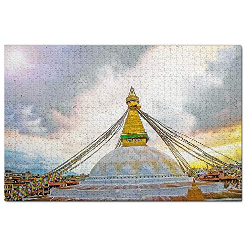 Nepal Puzzle 2000 Teile Boudhanath Kathmandu Nepal Puzzlespiel Kunstwerk Reisesouvenir 70x100CM von AFHMZ