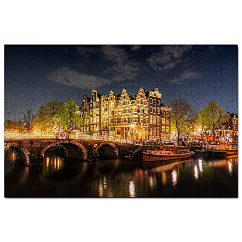 Niederlande Holland Amsterdam Brücke Puzzle 1000 Teile Spiel Kunstwerk Reise Souvenir 52x38CM von AFHMZ