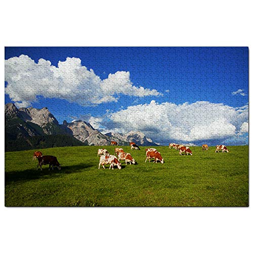 Österreichische Almweide Kuh Puzzle 1000 Teile Spiel Kunstwerk Reise Souvenir 70x50CM von AFHMZ