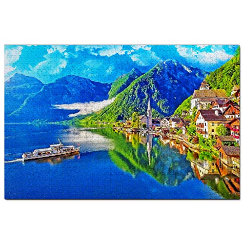 Österreichischer Hallstätter See Puzzle für Erwachsene 1000 Teile Reisegeschenk Souvenir 70x50CM von AFHMZ