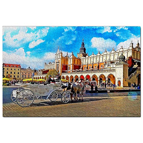 Polen Puzzle 1000 Teile Polen Krakaus Rynek Glowny Zentraler Platz Puzzle Spiel Kunstwerk Reise Souvenir 52x38CM von AFHMZ