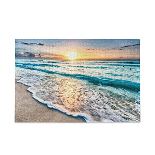 Puzzle, Sonnenaufgang über dem Strand in Cancun, 1000 Teile, für Erwachsene und Kinder, DIY-Geschenk, 70 x 50 cm von AFHMZ