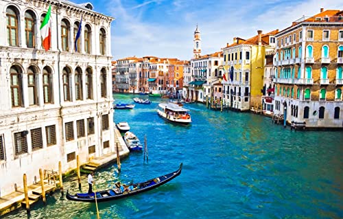 Puzzle 1000 Teile, Italien, Venedig, Kanal, Gondelboote, personalisiertes Puzzle, 70 x 50 cm von AFHMZ