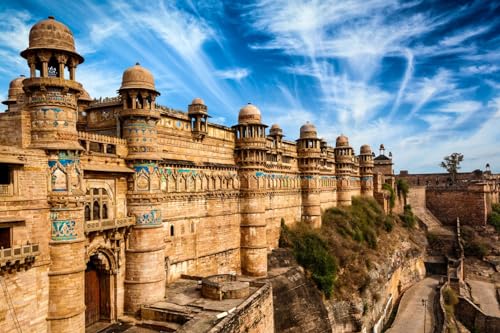 Puzzle 1000 Teile Gwalior Fort Madhya Pradesh Indien Fort unter dem Himmel 70x50CM von AFHMZ