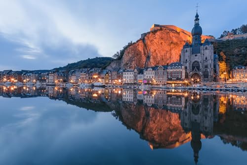 Puzzle 1000 Teile Schöne Aussicht auf die Maas in Dinant, Belgien unter dem Abendhimmel, 70 x 50 cm von AFHMZ