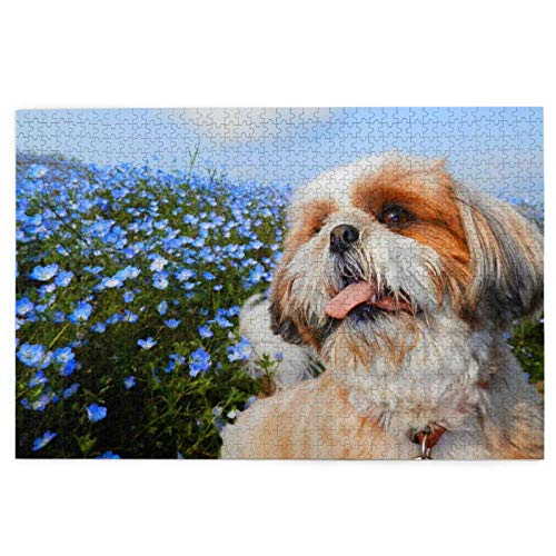 Puzzle 1000 Teile Shih Tzu Nahaufnahme Puzzle Spielzeug Familienspiel Wanddekoration für Erwachsene Teenager 38x26CM von AFHMZ