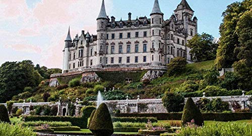 Puzzle 1000 Teile für Erwachsene, Schottlands Märchen, Dunrobin Castle, Bilder, Heimdekoration, Spielzeug, lustige Spiele, tolles pädagogisches Geschenk für Kinder, 70 x 50 cm von AFHMZ