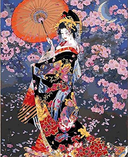 Puzzle 1000 Teile für Erwachsene Japanische Geisha unter dem Kirschbaum Erwachsenenpuzzle 70x50CM von AFHMZ