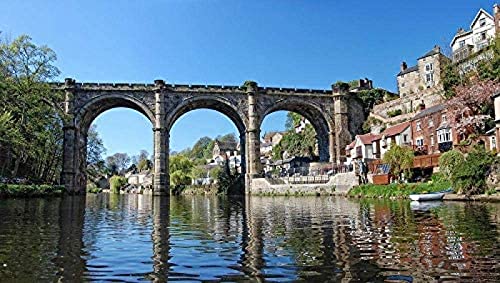 Puzzle 1000 Teile für Erwachsene und Kinder – England, Knaresborough-Viadukt, Harrogate-Brücken, Flussstädte – Reisesouvenirs aus Großbritannien – 52 x 38 cm von AFHMZ