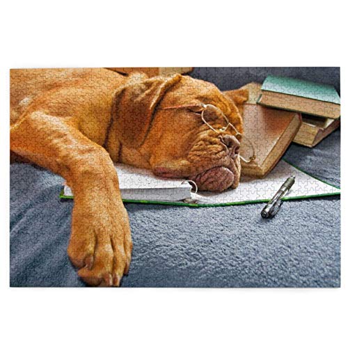 Puzzle 2000 Teile, Französischer Mastiff, schlafende Hunde, Haustiere, Hunde, mit Puzzlespielzeug, Familienspiel, Wanddekoration für Erwachsene und Jugendliche, 70 x 100 cm von AFHMZ