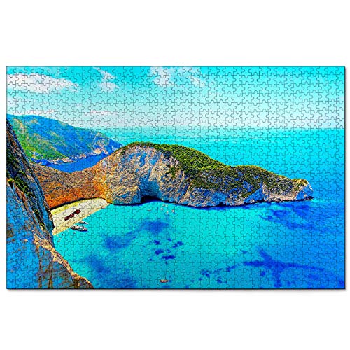 Puzzle Griechenland Zakynthos Schiffswrack-Strand 2000-teiliges Puzzle für Erwachsene und Familienreisegeschenk-Souvenir 70x100CM von AFHMZ