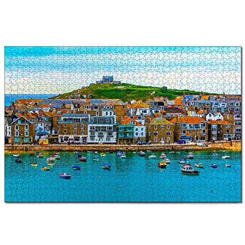 Puzzle Großbritannien England Saint Nicholas Chapel St Ives 1000-teiliges Puzzle für Erwachsene und Familienreisegeschenk-Souvenir 70x50CM von AFHMZ