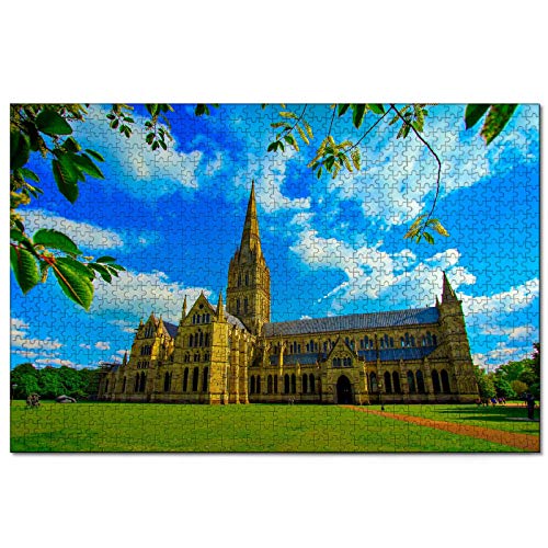 Puzzle Großbritannien England Salisbury Kathedrale 1000 Teile Puzzle für Erwachsene und Familie Reisegeschenk Souvenir 52x38CM von AFHMZ