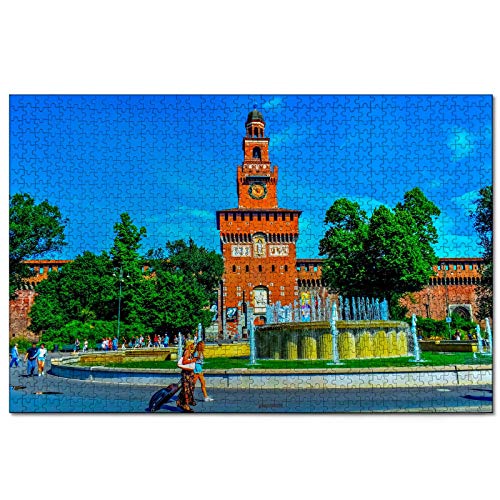 Puzzle Italien, Sforza-Schloss Mailand, 1000-teiliges Puzzle für Erwachsene und Familien, Reisegeschenk, Souvenir, 70 x 50 cm von AFHMZ