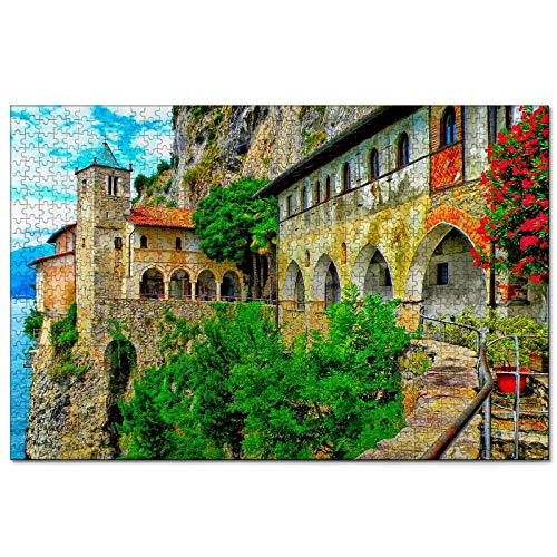 Puzzle Italien Santa Caterina Del Sasso 1000-teiliges Puzzle für Erwachsene und Familienreisegeschenk-Souvenir 38 x 26 cm von AFHMZ