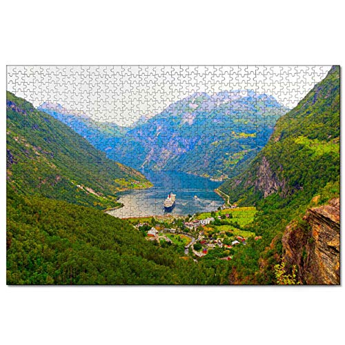 Puzzle Norwegen Geiranger Fjord 1000 Teile Puzzle für Erwachsene und Familienreisegeschenk Souvenir 52x38CM von AFHMZ