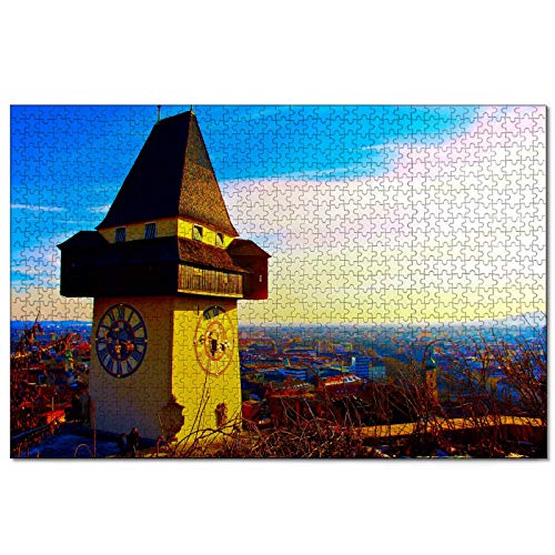 Puzzle Österreich Graz Steiermark Uhrturm 1000 Teile Puzzle für Erwachsene und Familienreisegeschenk Souvenir 38x26CM von AFHMZ