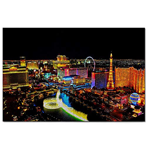 Puzzle USA Amerika Brunnen des Bellagio Las Vegas 2000-teiliges Puzzle für Erwachsene und Familienreisegeschenk Souvenir 70x100CM von AFHMZ