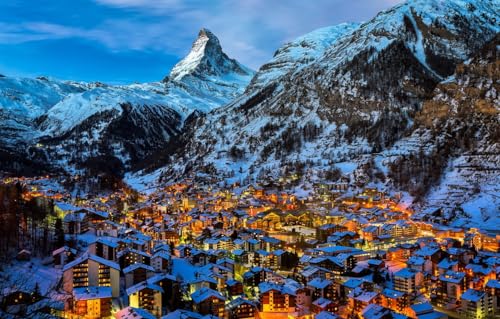 Puzzle für Erwachsene, 1000 Teile, 3D-Puzzle zum Selbermachen, Schweiz, Zermatt, Landschaften, 52 x 38 cm von AFHMZ