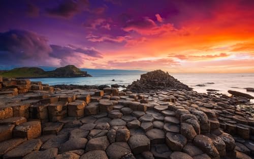 Puzzle für Erwachsene, 1000 Teile, Giant's Causeway, Sonnenuntergang, Nordirland, Großbritannien, 70 x 50 cm von AFHMZ