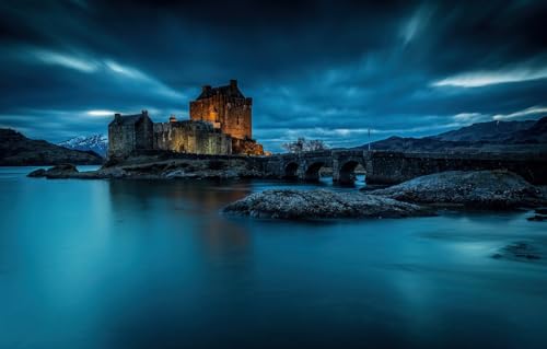 Puzzle für Erwachsene, 1000 Teile, Holzpuzzle, Hands-on-Game, Familiendekoration, Der Fjord, Eilean Donan Castle, Landschaften, 38x26CM von AFHMZ