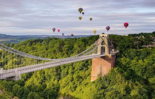 Puzzle für Erwachsene, 1000 Teile, Naturschönheit, Heißluftballon, Großbritannien, Bristol, Clifton Suspension Bridge, Clifton Bridge, Canyon, 38 x 26 cm von AFHMZ