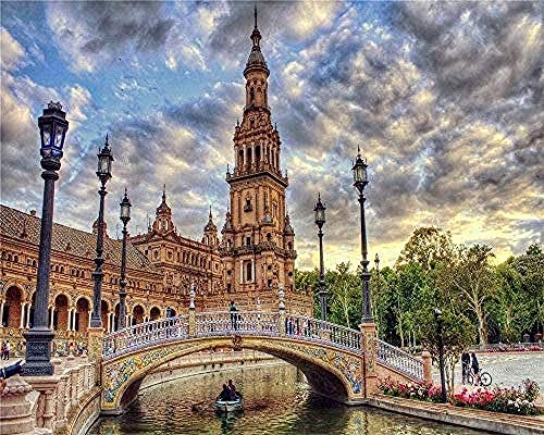 Puzzle für Erwachsene, 1000 Teile, Puzzle, Sevilla, Spanien, Flussbrücke, sehr gutes Lernspiel, Puzzle, 1000 Teile, Holzpuzzle, 38 x 26 cm von AFHMZ