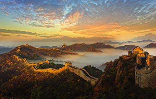 Puzzle für Erwachsene, 1000 Teile, Sonnenuntergang über der Chinesischen Mauer, Puzzle, Heimdekoration, Geschenke, 52 x 38 cm von AFHMZ