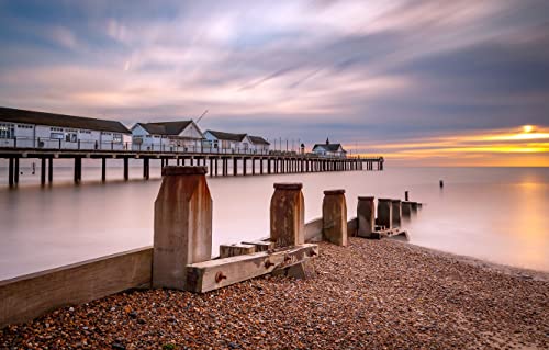 Puzzle für Erwachsene 1000 Teile Southwold Pier Beach Sunrise 38x26CM von AFHMZ