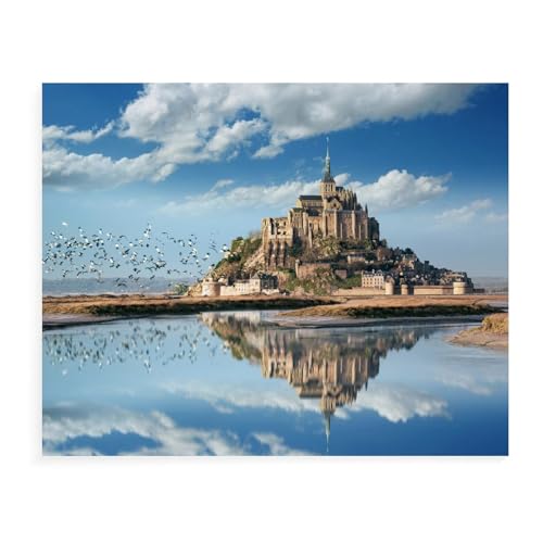 Puzzle für Erwachsene 1000 Teile zum Selbermachen, Mont Saint Michel, Papierpuzzles, schwierige Puzzles, Kinder, Lernspielzeug, Geschenkspiele, 38 x 26 cm von AFHMZ