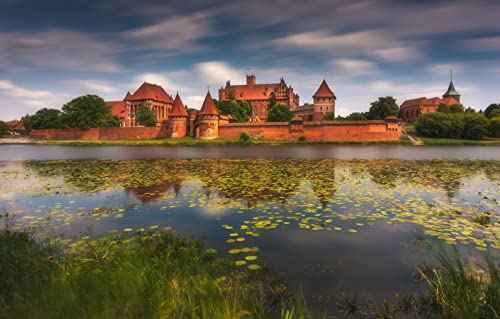 Puzzle für Jungen, 1000 Teile, Naturschönheiten, Polen, Malbork, Schloss Marienburg, Fluss Nogart, 70 x 50 cm von AFHMZ