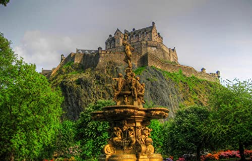 Puzzle für Kinder, 2000 Teile, Stadt, Himmel, Blumen, Park, Schloss, Schottland, Brunnen, Edinburgh, Sterling, 70 x 100 cm von AFHMZ