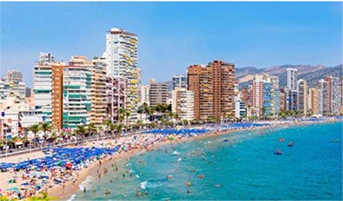 Puzzle mit 1000 Teilen, Panoramablick auf den Strand von Benidorm voller Touristen, DIY-Kunst für Erwachsene, 38 x 26 cm von AFHMZ