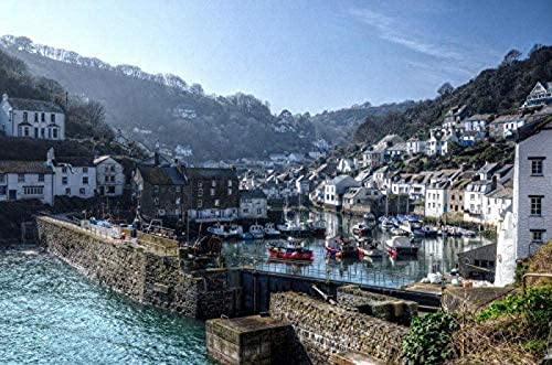 Reisesouvenirs aus Großbritannien, Großbritannien: Polperro Cornwall Berth Rivers Powerboat, Puzzle 1000 Teile für Erwachsene, 70 x 50 cm von AFHMZ