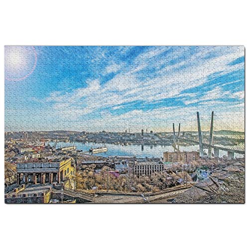 Russland Puzzle 1000 Teile Russland Brücke zur Russki Insel Wladiwostok Puzzlespiel Kunstwerk Reisesouvenir 100x70CM von AFHMZ