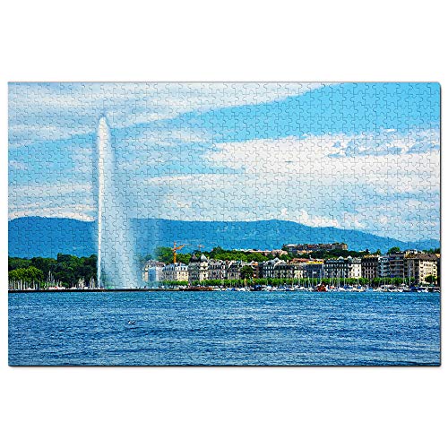 Schweiz Jet Fountain Genfersee Puzzle für Erwachsene 1000 Teile Reisegeschenk Souvenir 70x50CM von AFHMZ