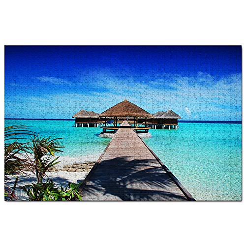 Sheraton Full Moon Island Malediven Puzzle für Erwachsene, 1000 Teile, Reisegeschenk, Souvenir, 70 x 50 cm von AFHMZ