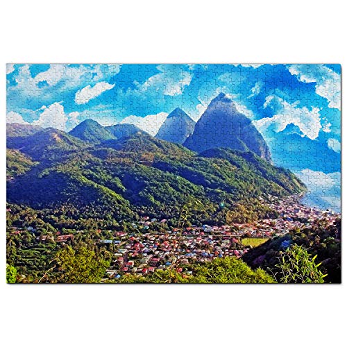 Soufrière St. Lucia Puzzle für Erwachsene, 1000 Teile, Reisegeschenk, Souvenir, 52 x 38 cm von AFHMZ