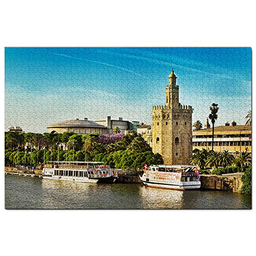 Spanien Gold Tower Sevilla Puzzle 1000 Teile Spiel Kunstwerk Reise Souvenir 70x50CM von AFHMZ