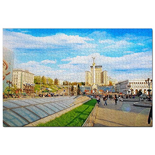 Ukraine Puzzle 1000 Teile Unabhängigkeitsplatz Kiew Ukraine Puzzlespiel Kunstwerk Reisesouvenir 70x50CM von AFHMZ