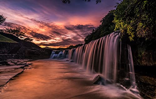 für Puzzle 1000 Teile, Naturschönheit, Wasserfall, Japan, Black Falls, 70 x 50 cm von AFHMZ