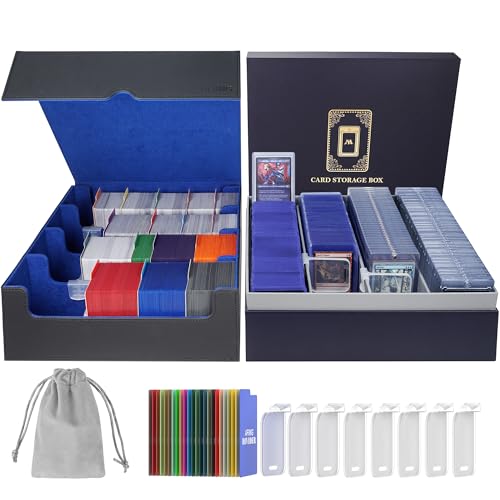 AFIING Sammelkarten-Aufbewahrungsbox, 3000+ MTG-Deck-Box mit 48 Trennblättern, wiederverwendbare DIY-Toploader-Aufbewahrungsbox, passend für 7,6 x 10,2 cm 35pt starre Karten, MTG-Karten-Box mit von AFIING