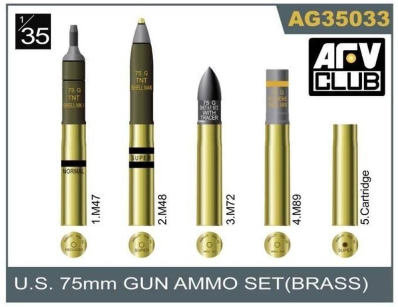 75mm gun ammo brass set von AFV-Club